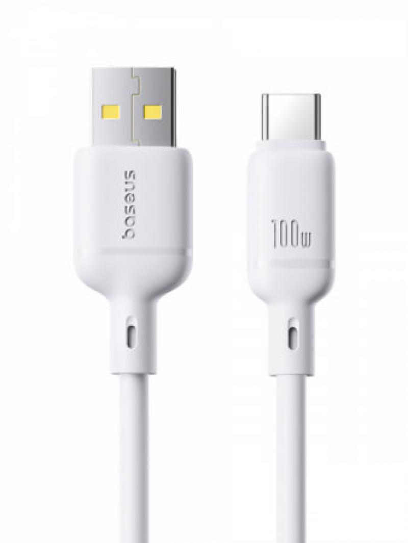 Кабель OS-Baseus Silky Series White Fast Charging Cable USB - Type-C 100W 1м