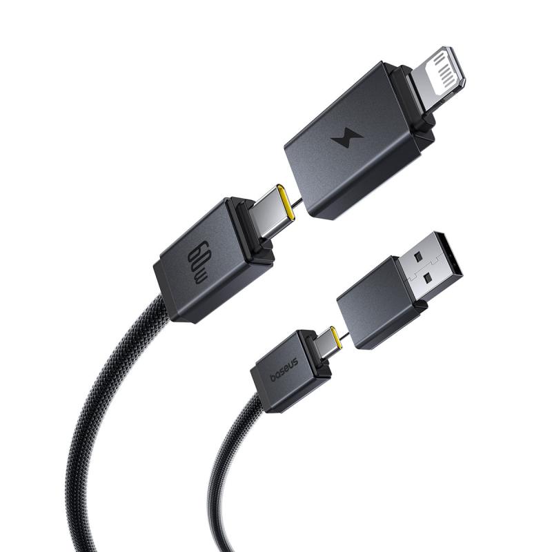 Кабель Baseus Versatile Two for Two Cable 1m U+C to C+L 60W Cosmic Black
