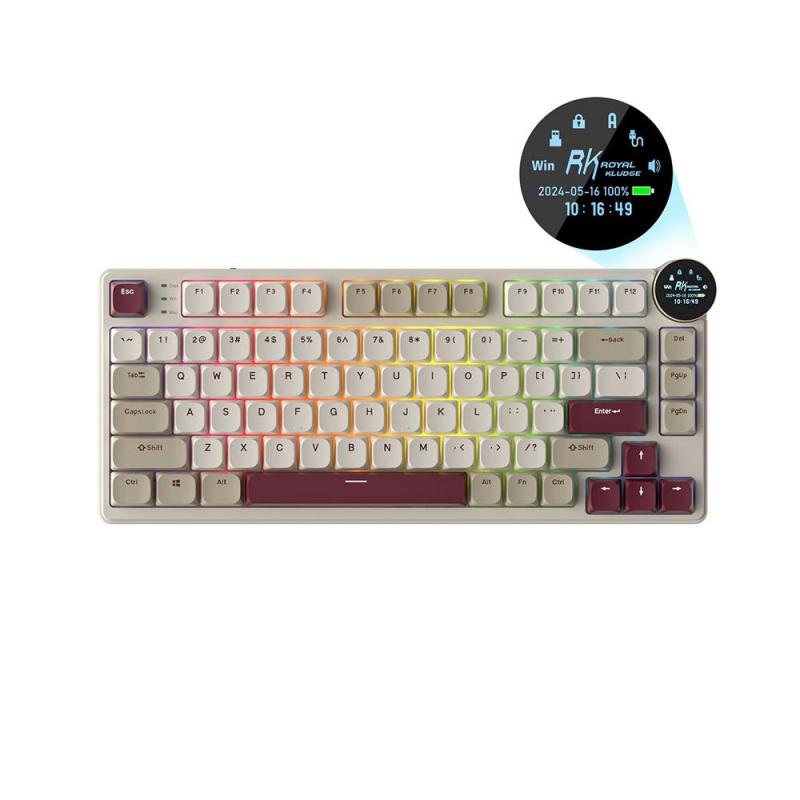 ROYAL KLUDGE N80 Low Profile, Rosy Clouds Dune Red, Brown Switch, RGB LED, Hot-Swap, RU Layout