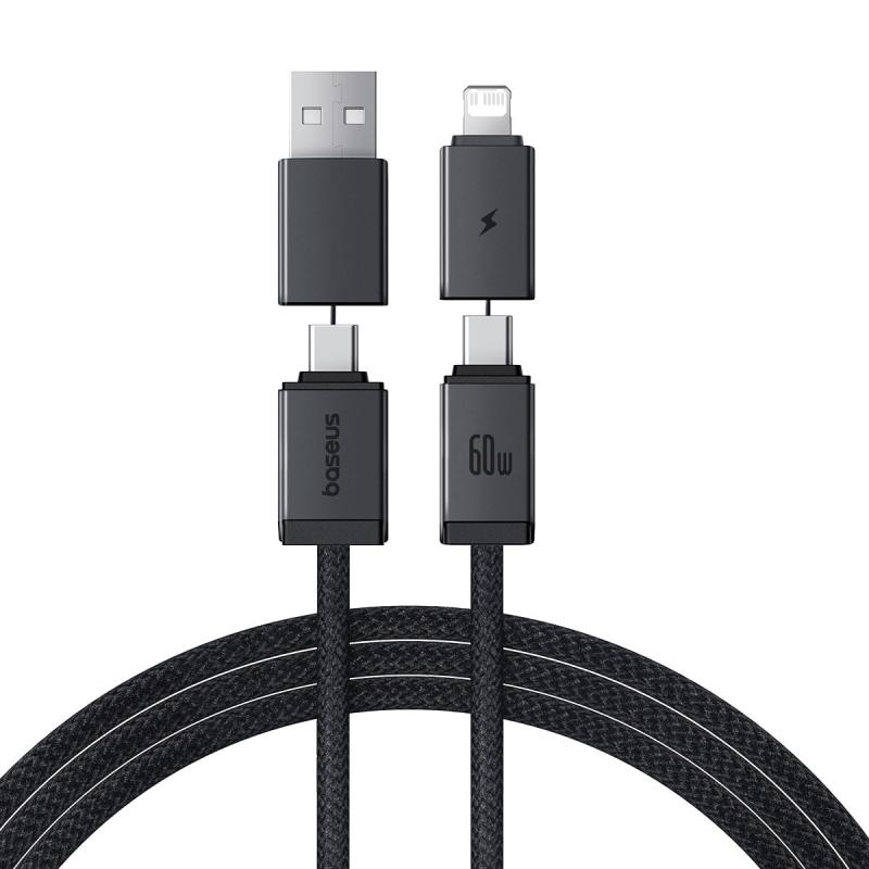 Кабель Baseus Versatile Two for Two Cable 1m U+C to C+L 60W Cosmic Black